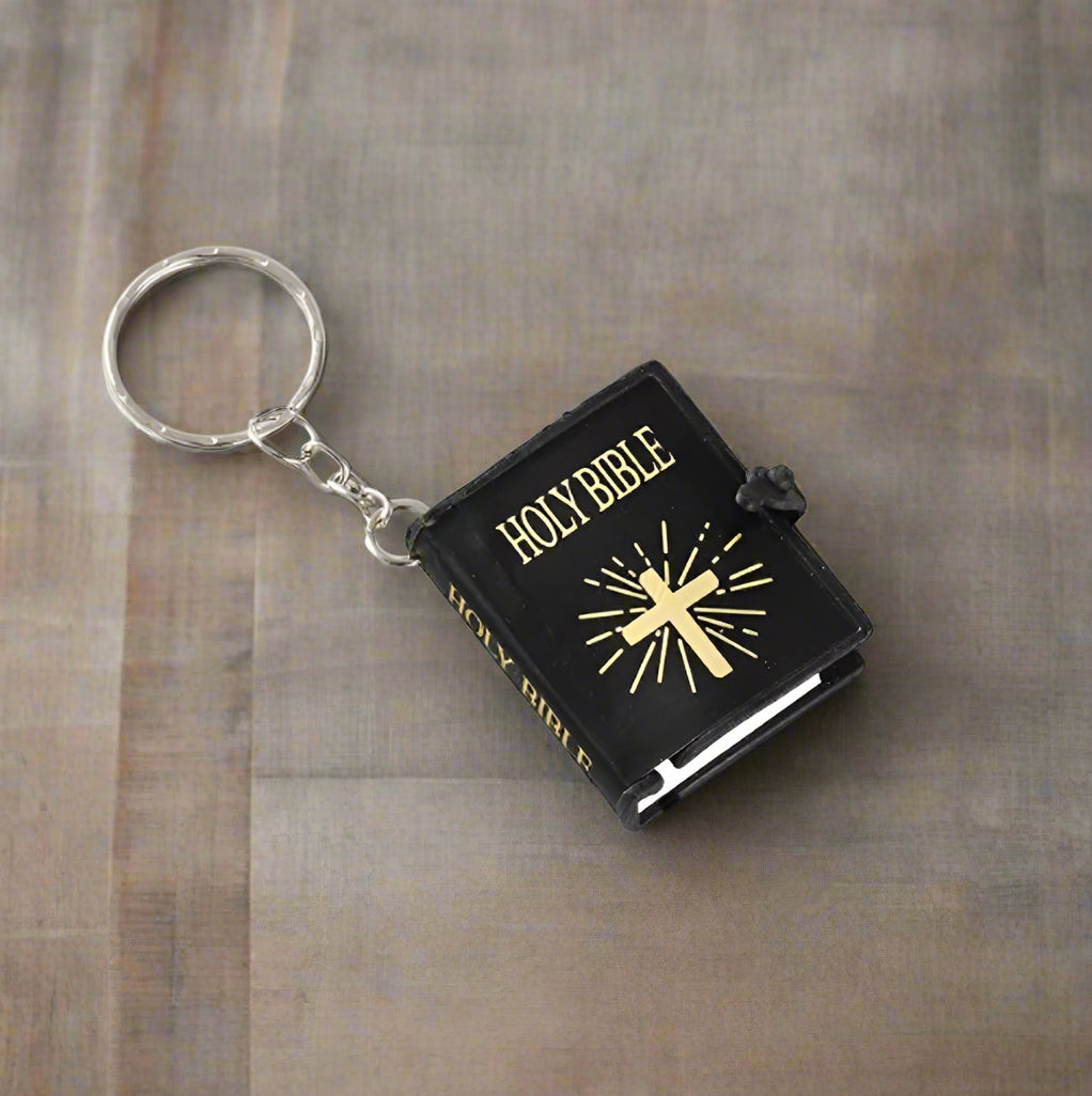 Mini HOLY Bible Keychain Religious Christian Jesus Cross Key Chain Women Prayer God Bless Gift Souvenirs Keyring